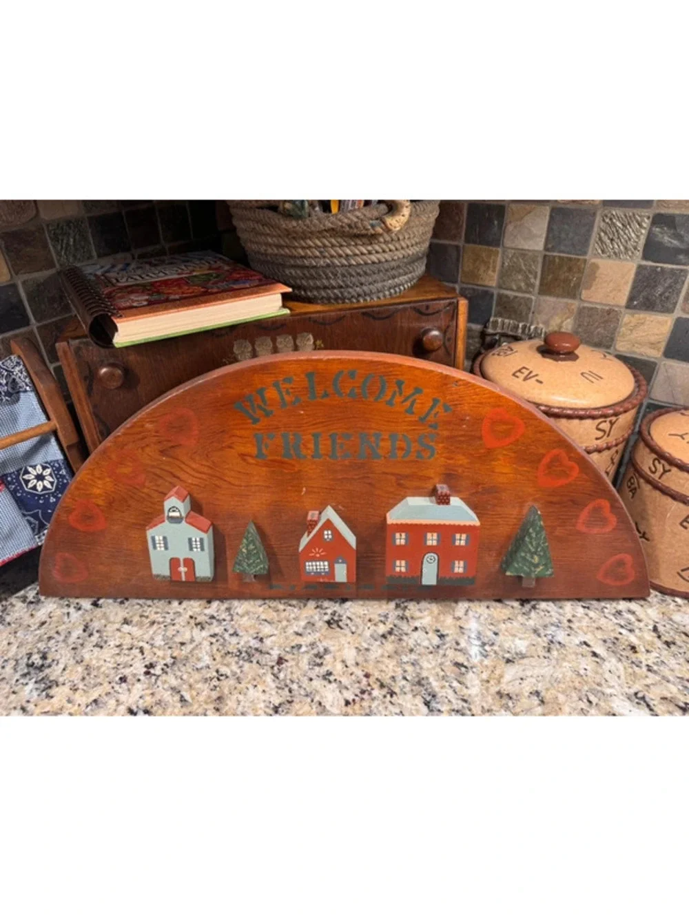 Large sturdy vintage welcome friends sign